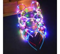 Lot de 6 serre-têtes LED avec oreilles de souris - Serre-tête lumineux - Couronne de fleurs - Guirlande lumineuse pour cheveux - Pour fête