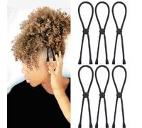 Lot de 6 serre-têtes réglables pour cheveux épais et naturels crépus et bouclés Taille réglable pour queue de cheval afro Puff chignon, chignon et chignon (C-1 pièce)