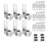 Lot de 6 Serrure Boite aux Lettres 20mm, Serrure Encastrée avec 4 Plaques de Serrure Différentes, Barillet pour Boite aux Lettres, Serrure pour Placard Meuble Armoire Casier Classeur