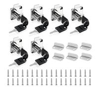 Lot de 6 serrures d'armoire avec clé, 22 mm, serrure de meuble avec n acier inoxydable, argent, à visser, pour armoire, tiroir, meuble