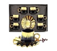 Lot de 6 services à thé 100 ml pour porcelaine européenne, service à café en céramique avec tasses à café et soucoupes, service à thé pour thé de l'après-midi, service à thé en porcelaine, coffret