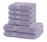 DecoKing Lot de 6 Serviettes Coton 4 Serviettes 50x100 cm 2 Serviettes 70x140 cm Absorbant Lilas Marina