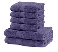 Lot de 6 Serviettes Coton 4 Serviettes 50x100 cm 2 Serviettes 70x140 cm Absorbant Violet Marina