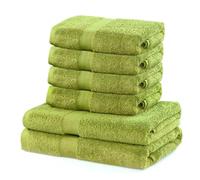 Lot de 6 Serviettes en Coton de qualité 525 g/m² 50 x 100 cm et 2 Serviettes de Bain 70 x 140 cm Vert séladon Vert Absorbant Marina