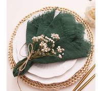 Lot de 6 serviettes en tissu avec franges 100 % coton doux - Lavables - Pour décoration d'automne, Thanksgiving, Noël, fête, mariage, dîners, usage quotidien en famille - Vert foncé
