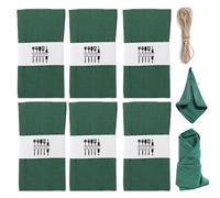 Lot de 6 serviettes en tissu, réutilisables, 100 % lin naturel, décoration de table, 40 x 40 cm, serviettes de table en coton, pour fête, anniversaire, vert foncé