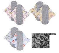 Lot de 6 serviettes hygiéniques réutilisables en coton : protège-slips TOATELU lavables, réutilisables, avec poche étanche, serviettes hygiéniques lavables pour les menstruations, tapis urinaire