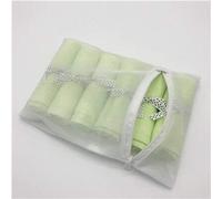 Lot de 6 serviettes par sac à linge en bambou bio de qualité supérieure pour bébé, 100 % bambou naturel, taille 25,4 x 25,4 cm, ruban de soie vert à pois