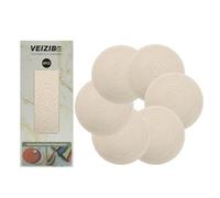 Lot de 6 Set de Table Rond Lavable， Tapis de Repas Table Tressé en Coton Résistantes à la Chaleur Antidérapant，Style européen，Matériau Naturel Tissu tissé à la Main，pour la Fête Mariage (Blanc)