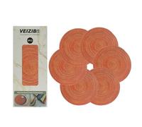 Lot de 6 Set de Table Rond Lavable， Tapis de Repas Table Tressé en Résistantes à la Chaleur Antidérapant，Style européen，Matériau Naturel Tissu tissé à la Main，pour la Fête Mariage, 30x30cm (Orange)