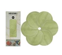 Lot de 6 Set de Table Rond Lavable， Tapis de Repas Table Tressé en Résistantes à la Chaleur Antidérapant，Style européen，Matériau Naturel Tissu tissé à la Main，pour la Fête Mariage, 30x30cm (Vert)