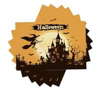 Lot de 6 Set de Table Sorcières Chauves-Souris, Sets de Table Napperons Maisons Hantées pour Dîner, Résistant à La Chaleur, pour Halloween Les Dîners Et Fête à la Maison, 12x18 in