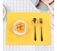 Lot de 6 Set de Table Vintage Dinner 40x30cm, sous Assiette Jaune Rectangulaire Étanche Silice