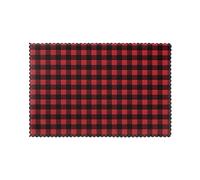 Lot de 6 sets de table à carreaux rouges et noirs pour table de salle à manger, 45,7 x 30,5 cm, faciles à nettoyer, résistants à la chaleur, imperméables