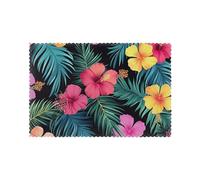 Lot de 6 sets de table à fleurs tropicales colorées d'hibiscus pour table de salle à manger, cuisine, restaurant, fête, 30,5 x 45,7 cm