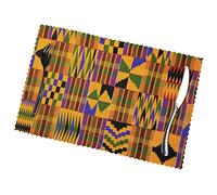 Lot de 6 sets de table à texture ethnique tribale africaine, résistants à la chaleur, lavables et réutilisables. Sets de table pour une utilisation en intérieur et en extérieur. 30 x 45 cm.