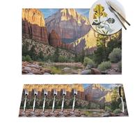 Lot de 6 sets de table antidérapants en PVC Zion National Park pour cuisine, résistant à la chaleur, protection de bureau pour table de salle à manger