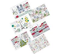 Lot de 6 Sets de Table Assortis Paris Tour Eiffel - Motif Monuments stylisés : Notre Dame, Sacré Cœur, Champ de Mars, Toits de Paris, …