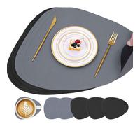 Lot de 6 sets de table avec sous-verres, sets de table résistants à la chaleur, 100% imperméables et résistantes aux taches en similicuir lavable, sets de table double face en PU pour salle à manger