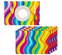 Lot de 6 Sets de Table Bande - Tissé Lavable Napperons Arc-en-Ciel pour Table à Manger Résiste à la Chaleur Antidérapant