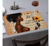 Lot de 6 sets de table bleus « I Am Not My Body, I Am Soul That Lives Within. » Sets de table occidentaux pour décoration de table de Pâques