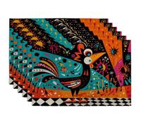 Lot de 6 sets de table colorés en forme de coq pour salle à manger festive, antidérapants, lavables pour intérieur et extérieur