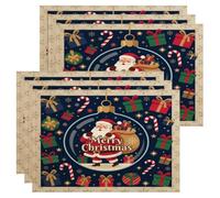 Lot de 6 sets de table de Noël avec citation du Père Noël | Sucre d'orge, sets de table, boîtes cadeaux, décorations de vacances, décoration de table festive, dîner d'hiver