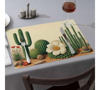 Lot de 6 sets de table de Pâques - Plantes du désert avec grande fleur blanche - Sets de table de printemps - Décoration moderne de ferme