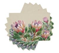 Lot De 6 Sets De Table De Protée Royale D'Afrique du Sud Sets Table Illustrations Dessinées À La Main Lavable Antidérapant Décoration De Table pour Salle À Manger Cuisine Vacances Fête, 30 X 45 Cm,