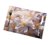 Lot de 6 sets de table d'été saisonniers avec fleurs de jasmin blanches, 30,5 x 45,7 cm, pour fête, cuisine, salle à manger