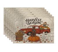 Lot de 6 sets de table doux à motif de chien Fall Doberman - 30,5 x 45,7 cm - Motif imprimé de camion de ferme d'automne - Pour salle à manger, fête à la campagne
