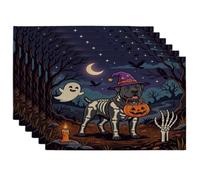 Lot de 6 sets de table doux pour Halloween Cane Corso - 30,5 x 45,7 cm - Motif chiot d'horreur - Pour dîner à la maison, fête de vacances effrayante - Décoration de cuisine