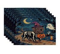 Lot de 6 sets de table doux pour Halloween Neopolitan Mastiff - 30,5 x 45,7 cm - Motif chiot d'horreur - Pour dîner à la maison, fête de vacances effrayante - Décoration de cuisine