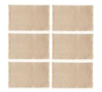 Lot de 6 sets de table en coton avec franges Beige, L. 45 x l. 30 x H. 0.30 cm, MAHA
