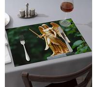 Lot de 6 sets de table en forme d'ange doré tenant une épée pour la cuisine et la salle à manger, décorations de table de Pâques, cadeaux pour filles dorées