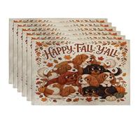 Lot de 6 sets de table en forme de chien Cavalier King Charles Spaniel, 30,5 x 45,7 cm, chiot d'automne bizarre, décoration de cuisine