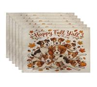 Lot de 6 sets de table en forme de chien Fall Russell Terrier, 30,5 x 45,7 cm, motif chiot bizarre, décoration de cuisine