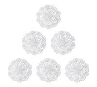 Lot de 6 sets de table en forme de fleur blanche, lot de 6 sets de table au crochet, napperons brodés en dentelle vintage, sets de table ronds en coton, sets de table au crochet
