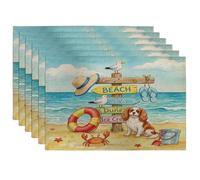 Lot de 6 sets de table en forme d'épagneul Cavalier King Charles - 30,5 x 45,7 cm - Jolis sets de table saisonniers pour dîner à la maison, fête de vacances avec chien, décoration de cuisine