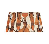Lot de 6 sets de table en PVC antidérapants et résistants à la chaleur - Motif femme tribale africaine - Lavables - Pour cuisine, salle à manger