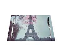 Lot de 6 sets de table en PVC imprimé Tour Eiffel de Paris antidérapants et résistants à la chaleur pour décoration moderne, cuisine, table à manger, mariage, 45 x 30 cm