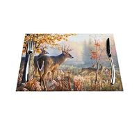 Lot de 6 sets de table en PVC Motif cerf sauvage 45 x 30 cm