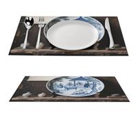 Lot de 6 sets de table en PVC résistants à la chaleur - Lavables et antidérapants - Pour table de salle à manger, cuisine, salle à manger - Bleu et blanc - 30,5 x 45,7 cm
