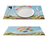 Lot de 6 sets de table en PVC résistants à la chaleur - Lavables et antidérapants - Pour table de salle à manger, cuisine, salle à manger - Motif macarons colorés - 30,5 x 45,7 cm