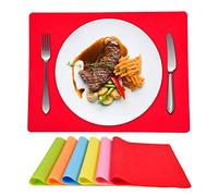 Lot de 6 Sets de Table en Silicone imperméables pour Table de Salle à Manger, Cuisine, Sets de Table en Silicone colorés pour Enfants, bébés, Tout-Petits - Résistants à la Chaleur (40,6 x 30,5 cm)