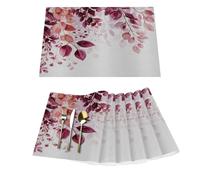 Lot de 6 sets de table en vinyle motif feuilles d'eucalyptus bordeaux pour tables de salle à manger, sets de table de cuisine, résistants à la chaleur, lavables et faciles à nettoyer