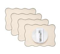 Lot de 6 sets de table festonnés ondulés en PVC de style nordique bohème - Imperméables, résistants à l'huile et à la chaleur - Décoration de table pour maison, restaurant, fête de mariage (#4,33 x 45