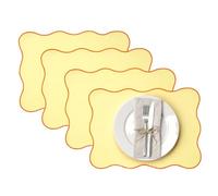 Lot de 6 sets de table festonnés ondulés en PVC de style nordique bohème - Imperméables, résistants à l'huile et à la chaleur - Décoration de table pour maison, restaurant, fête de mariage (#3,33 x 45