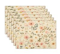 Lot de 6 Sets de Table, Fleurs Sauvages Délicates Lavable Napperons Résiste à la Chaleur Antidérapant Marguerite Rêveuse Dessous de Table pour Cuisine ou Table à Manger, Rose