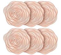 Lot de 6 sets de table floraux - 38 cm - Ronds - Lavables - Fleurs roses creuses - Antidérapants - Résistants à la chaleur - Pour fête